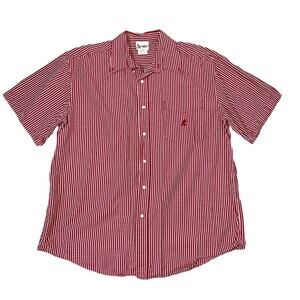 Disney Men’s Red Gingham Cotton Short Sleeve Button Up Shirt Size L